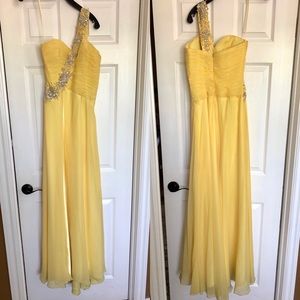 Yellow Beaded Prom Gown